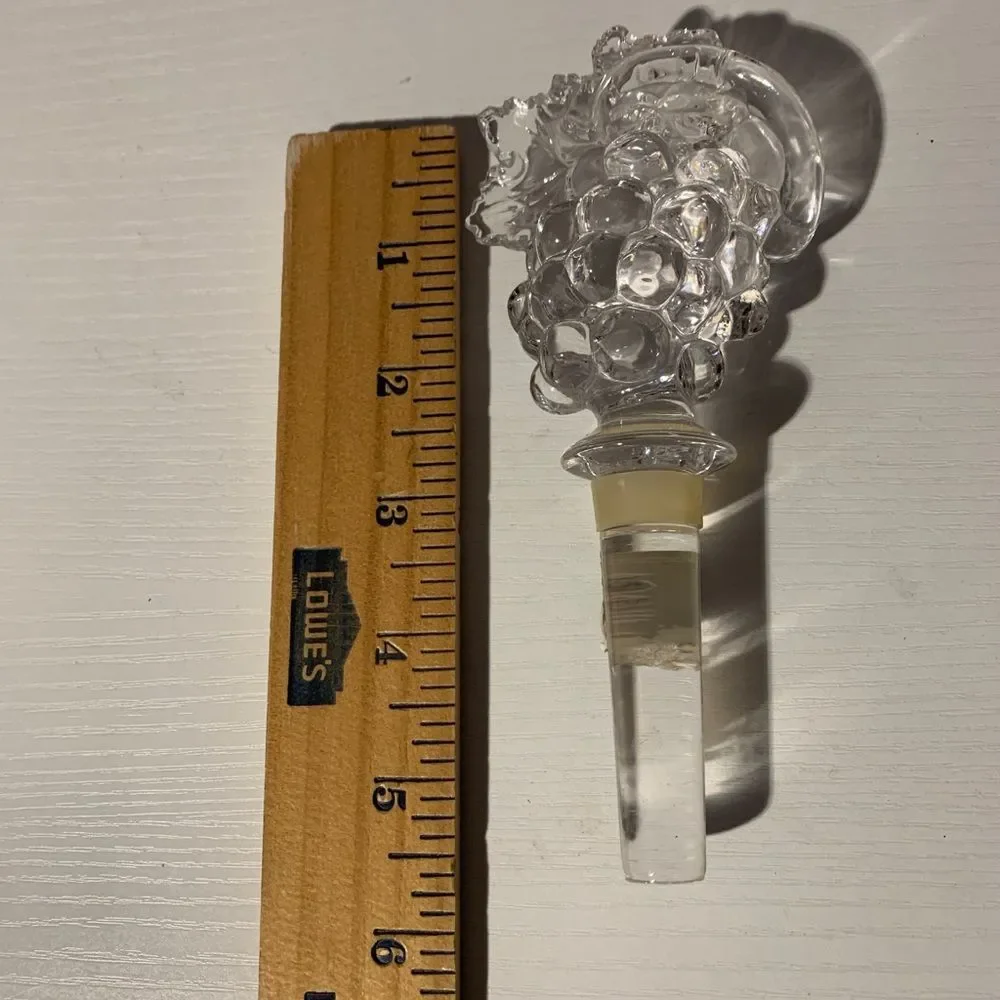 Vintage MIKASA Crystal Glass Wine Bottle Stopper Grape Cluster 6